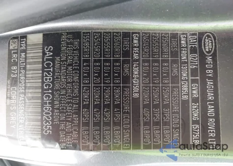 2016 Land Rover Discovery Sport Hse Lux from USA, damaged, VIN SALCT2BG1GH602355